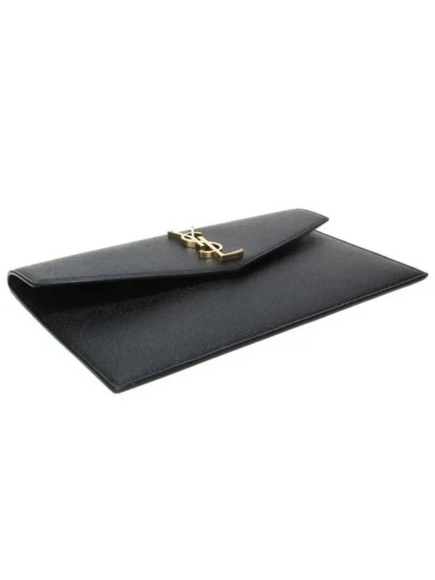 Uptown Grain de Poudre Embossed Leather Clutch Bag Black - SAINT LAURENT - BALAAN 6