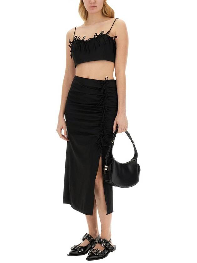 Drapey Midi H-Line Skirt Black - GANNI - BALAAN 3