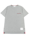 Men's Medium Weight Jersey Tipped Pocket Crewneck Short Sleeve T-Shirt Light Grey - THOM BROWNE - BALAAN 2