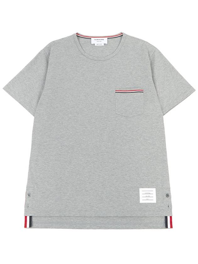 Men's Medium Weight Jersey Tipped Pocket Crewneck Short Sleeve T-Shirt Light Grey - THOM BROWNE - BALAAN 2