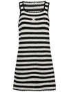 Triomphe Striped Crochet Short Dress Ecru Black - CELINE - BALAAN 1