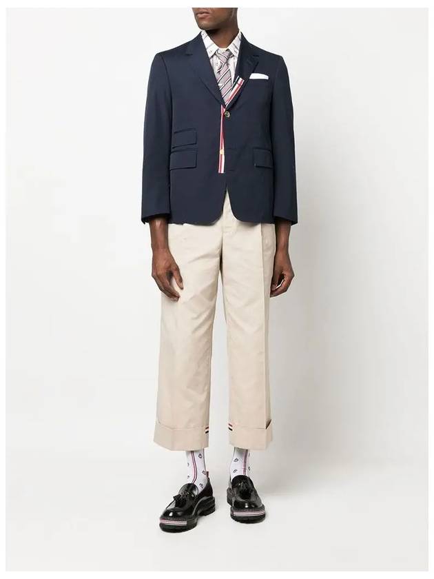 Typewriter Cloth Grosgrain Placket Sport Jacket Navy - THOM BROWNE - BALAAN 4