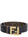 FF Buckle Pattern Reversible Leather Belt Black - FENDI - BALAAN 1