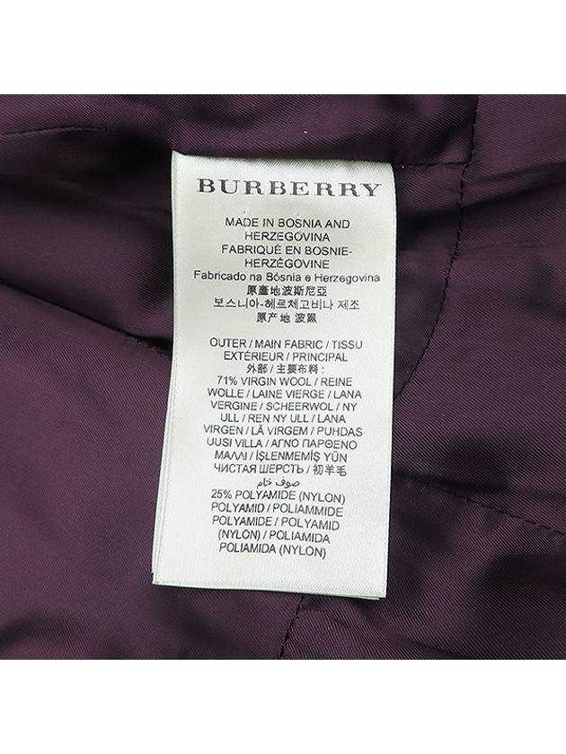 4010780 Purple color wool blend women s middle length single coat size 38 - BURBERRY - BALAAN 5