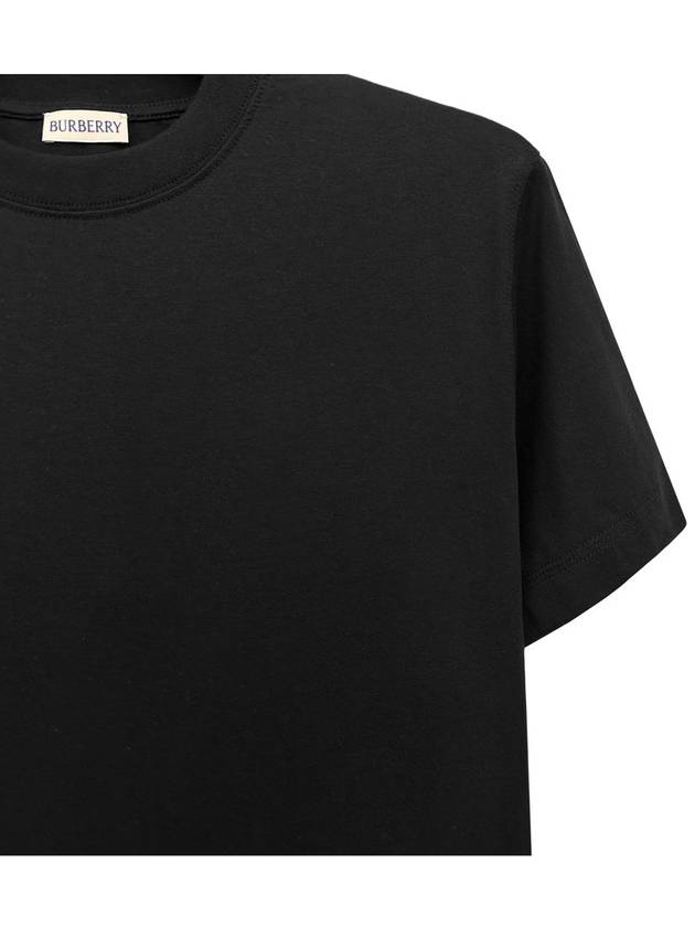 Check Label Cotton Short Sleeve T-Shirt Black - BURBERRY - BALAAN 4