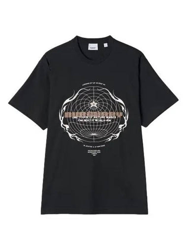 Globe graphic print short sleeve t shirt black - BURBERRY - BALAAN 1