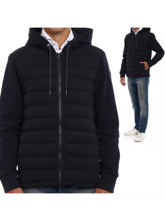 Men's Hooded Padded Dark Gray - MONCLER - BALAAN.