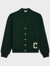 Paris Logo Patch Wool Cardigan Forest - CELINE - BALAAN 3