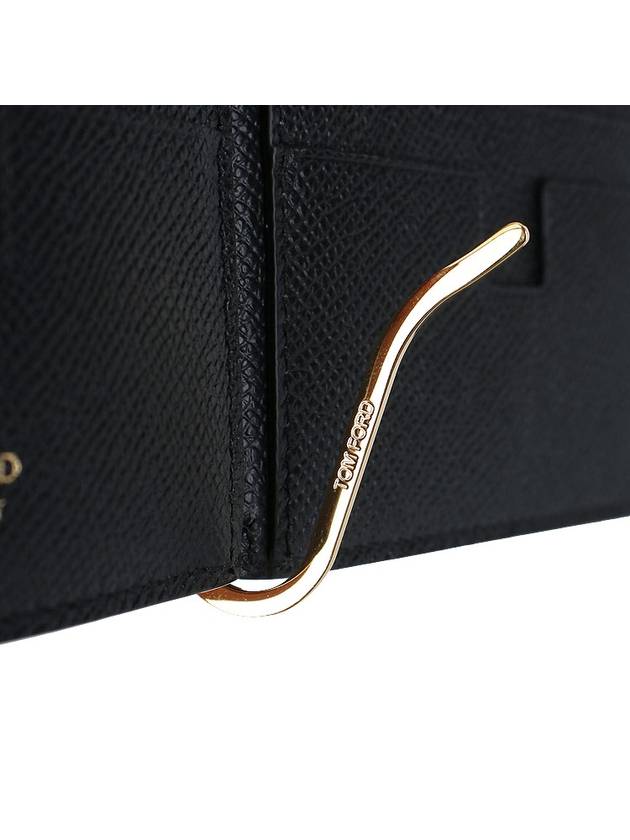 Small Grain Leather Money Clip Half Wallet Black - TOM FORD - BALAAN 9