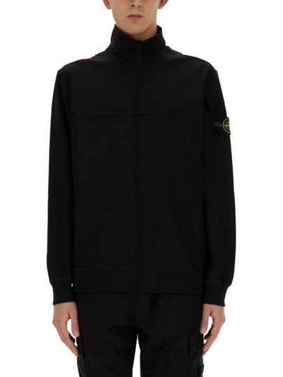 Logo Badge Zipper Comfort Fit Fleece Track Jacket Black - STONE ISLAND - BALAAN 2