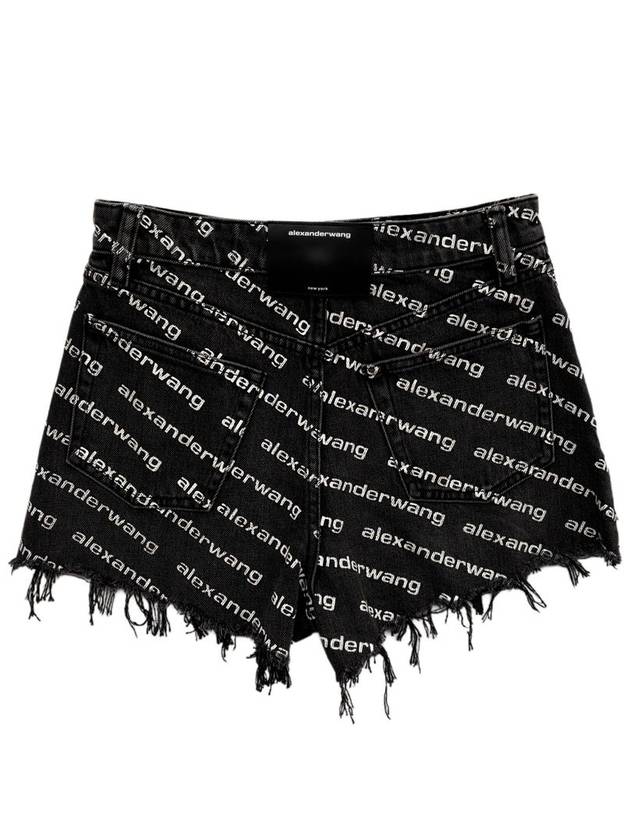 Grey Age Denim Bite Logo Shorts Black - ALEXANDER WANG - BALAAN 3