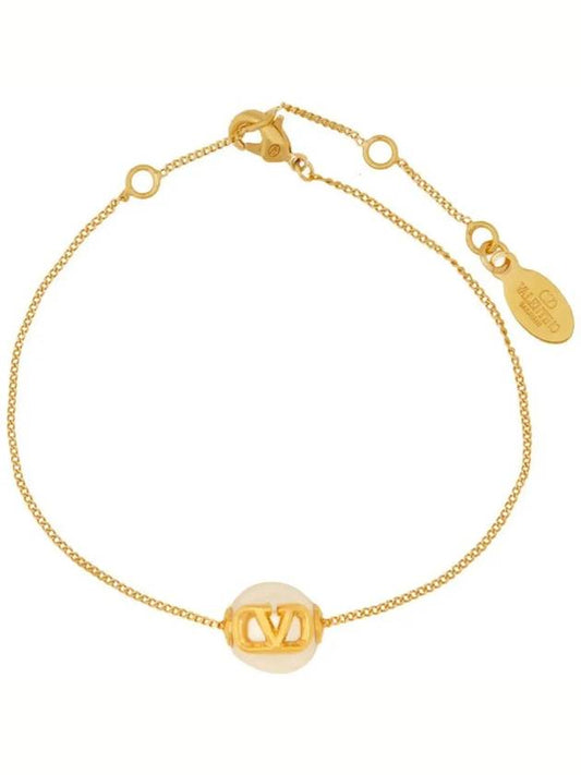 Signature V Logo Pearl Bracelet 5W2J0W82 DHC 0O3 - VALENTINO - BALAAN 1