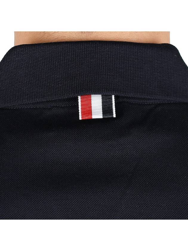 Men's Three Stripes Pocket Mercerized Short Sleeve Polo Shirt Navy - THOM BROWNE - BALAAN 9