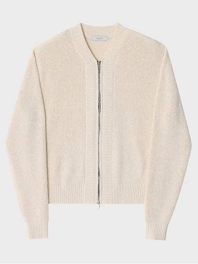 Boucle Zip-Up Cardigan Ivory - NOIRER - BALAAN 3