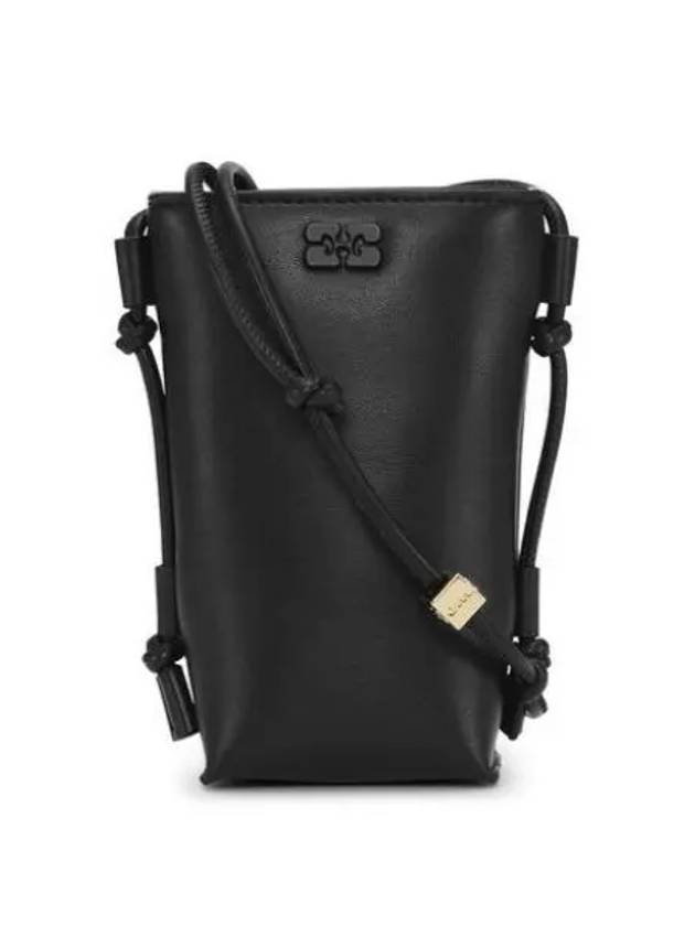 Bou Logo Leather Cross Bag Black - GANNI - BALAAN 2