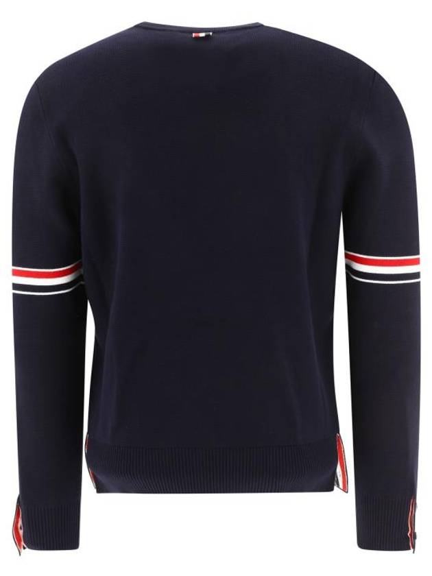 Men's Milan Stitch Armband Crew Neck Knit Top Navy - THOM BROWNE - BALAAN 3