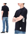 Classic Pique Rib Side Insert 4-Bar Short Sleeve T-Shirt Navy - THOM BROWNE - BALAAN 2