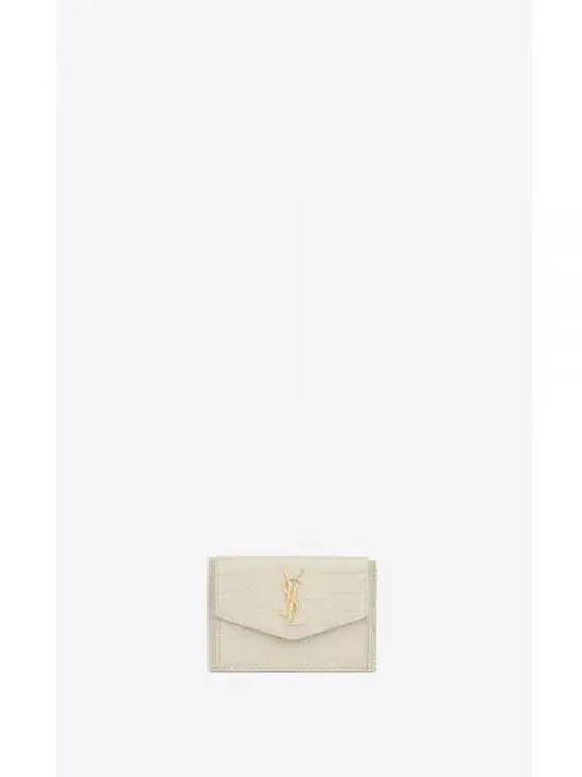 Uptown Crocodile Gold Card Wallet Vintage Blanc - SAINT LAURENT - BALAAN 2