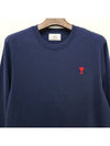 Chain Stitch Heart Logo Long Sleeve T-Shirt Navy - AMI - BALAAN 4