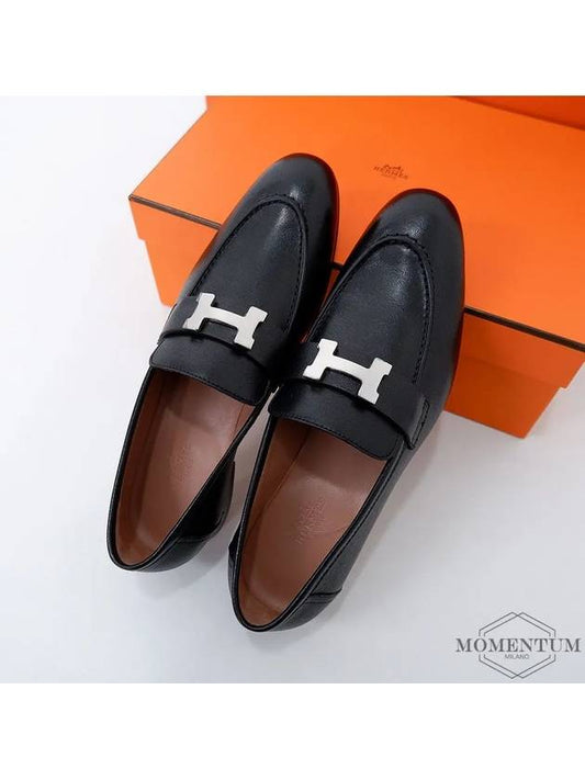 Paris Loafers Goatskin Palladium Noir - HERMES - BALAAN 2