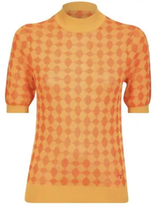 Jacquard Short Sleeve Knit Top Orange - TORY BURCH - BALAAN 2