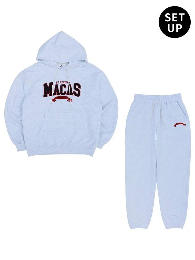 Logo Hoodie Jogger Pants Suits White Melange Grey - MACASITE - BALAAN 2