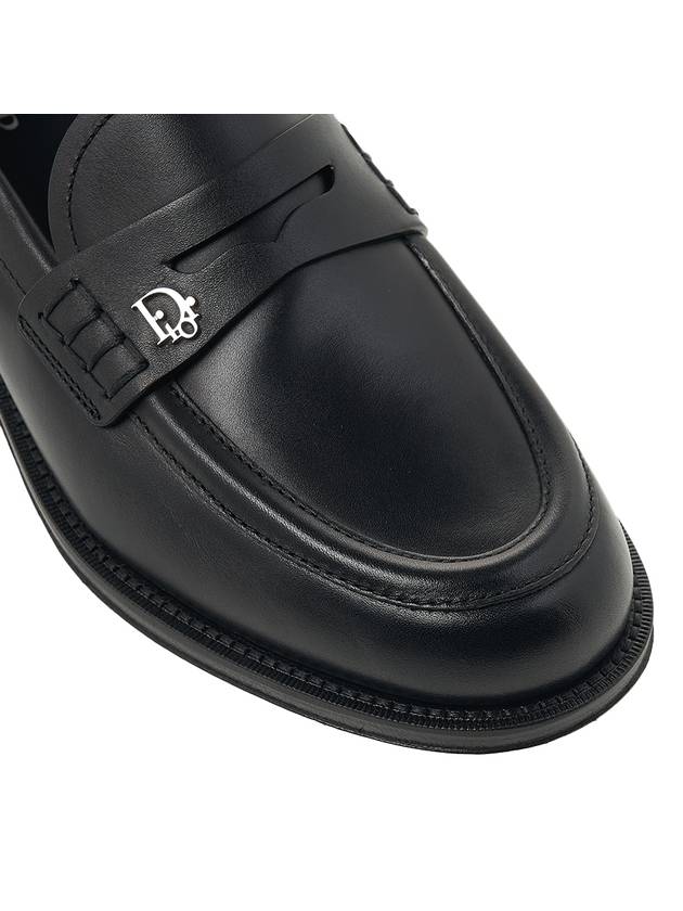 Metal Logo Leather Loafers Black - DIOR - BALAAN 10