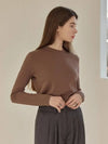 Women's Bono Basic Round Long Sleeve T-Shirt Brown - ARIFF - BALAAN 1