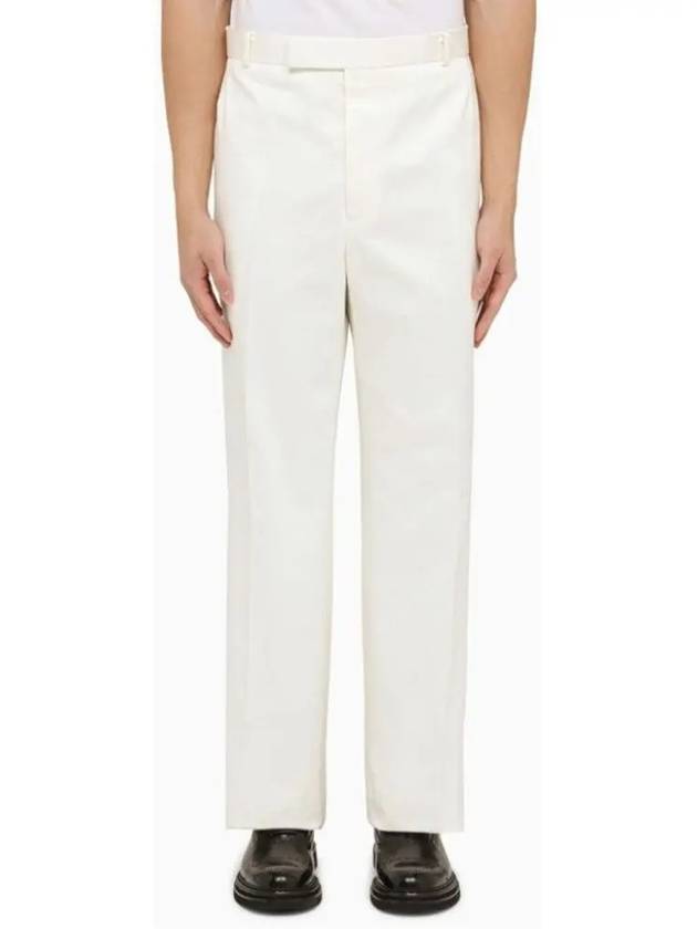 Low Rise Cotton Straight Pants White - THOM BROWNE - BALAAN 2