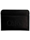 Sense Embroidered Logo Calfskin Card Wallet Black - CHLOE - BALAAN 2