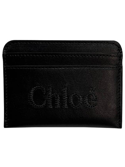 Sense Embroidered Logo Calfskin Card Wallet Black - CHLOE - BALAAN 2