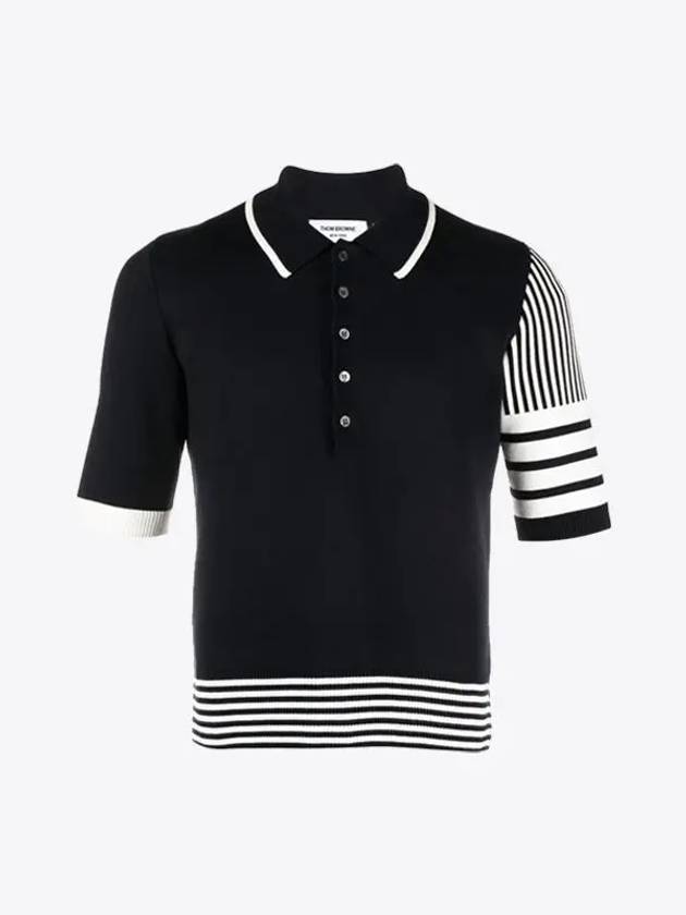 Fun Mix 4 Bar Stripe Polo Shirt Navy - THOM BROWNE - BALAAN 2