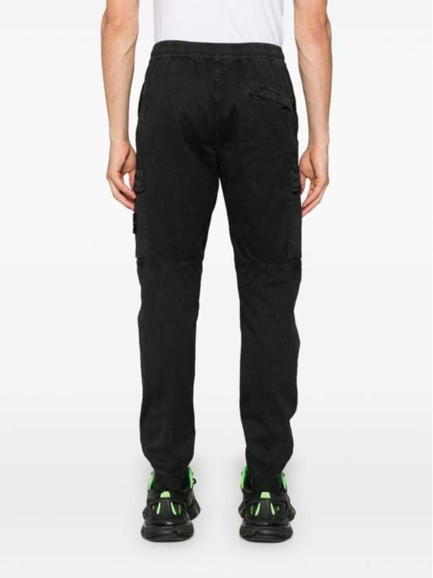 Stretch Cotton Cargo Straight Pants Black - STONE ISLAND - BALAAN 6