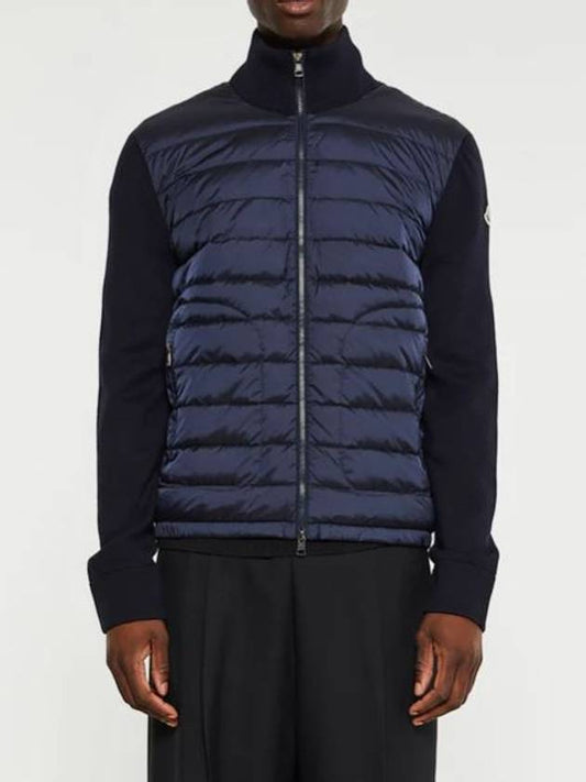 Padded Wool Zip-up Jacket Navy Blue - MONCLER - BALAAN 2