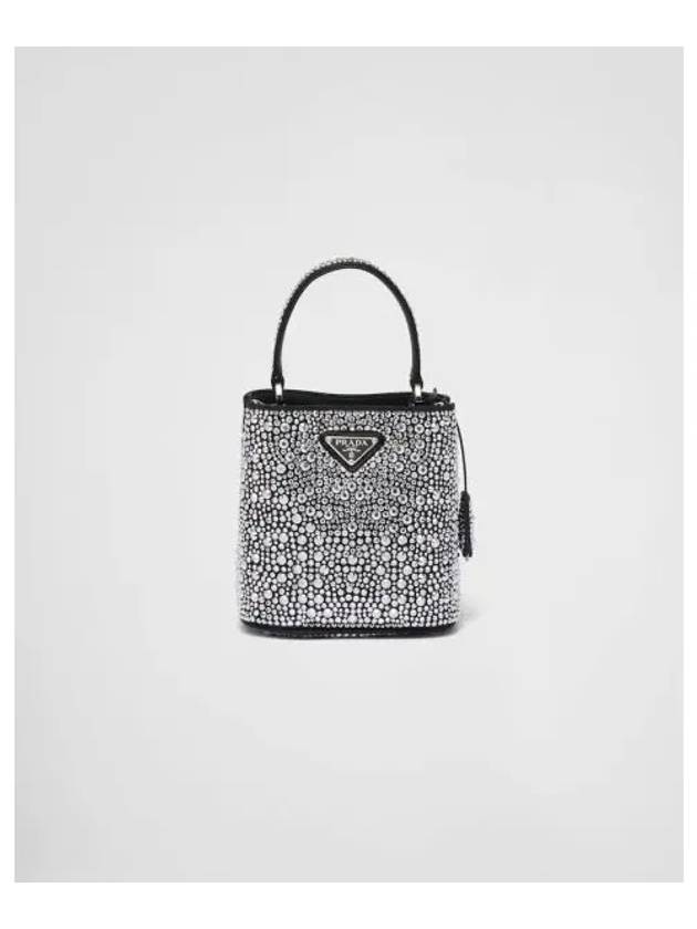 Crystal Detail Pannier Satin Tote Bag Metal - PRADA - BALAAN 2