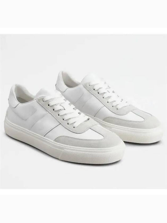 Round Toe Leather Low Top Sneakers White - TOD'S - BALAAN.