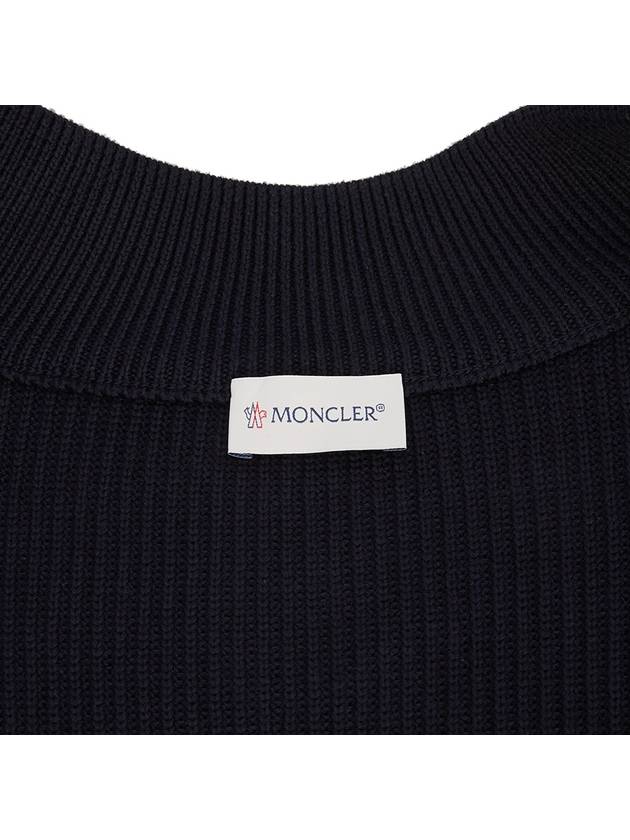 Padded Cotton Zip Up Cardigan Night Blue - MONCLER - BALAAN 11