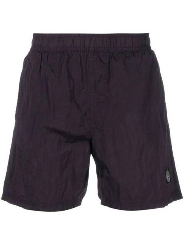 Men's Logo Patch Nylon Swim Shorts Purple - STONE ISLAND - BALAAN.