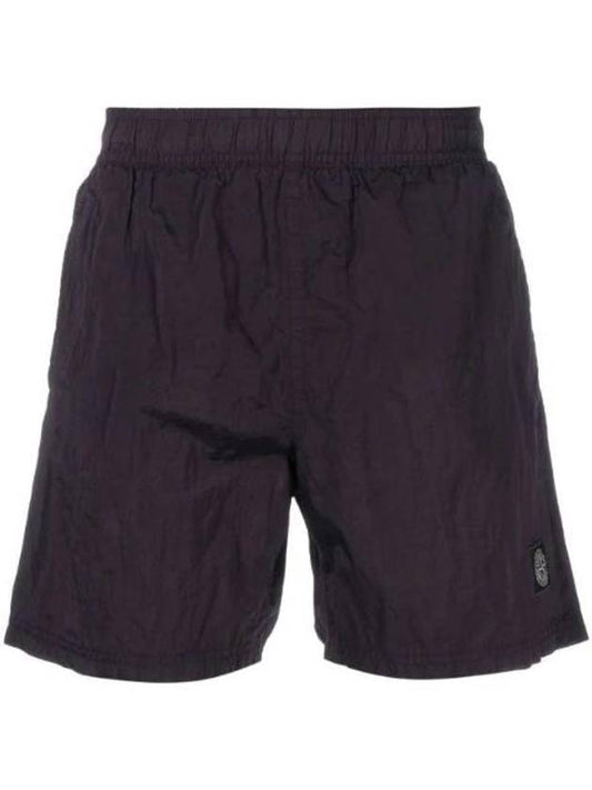 Men's Logo Patch Nylon Swim Shorts Purple - STONE ISLAND - BALAAN.