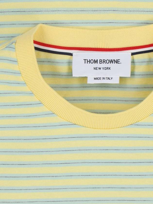 Striped Jersey Pocket Short Sleeve T-Shirt Green Yellow - THOM BROWNE - BALAAN 4