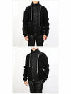 Men's Zipper Button Wool Hooded Jacket Black - RICK OWENS - BALAAN 3