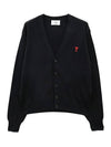 Red Heart Logo Merino Wool Cardigan Black - AMI - BALAAN 2