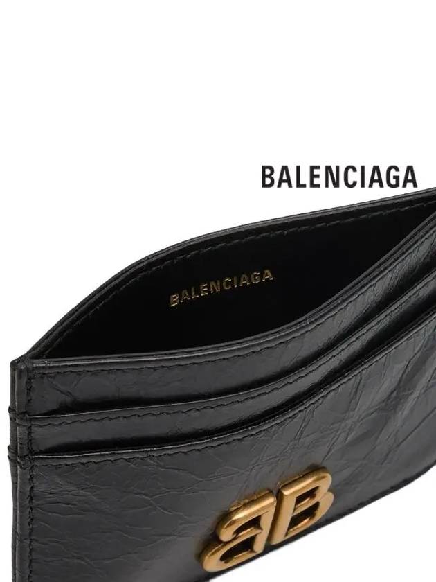 Embellished Logo Leather Card Wallet Black - BALENCIAGA - BALAAN 5