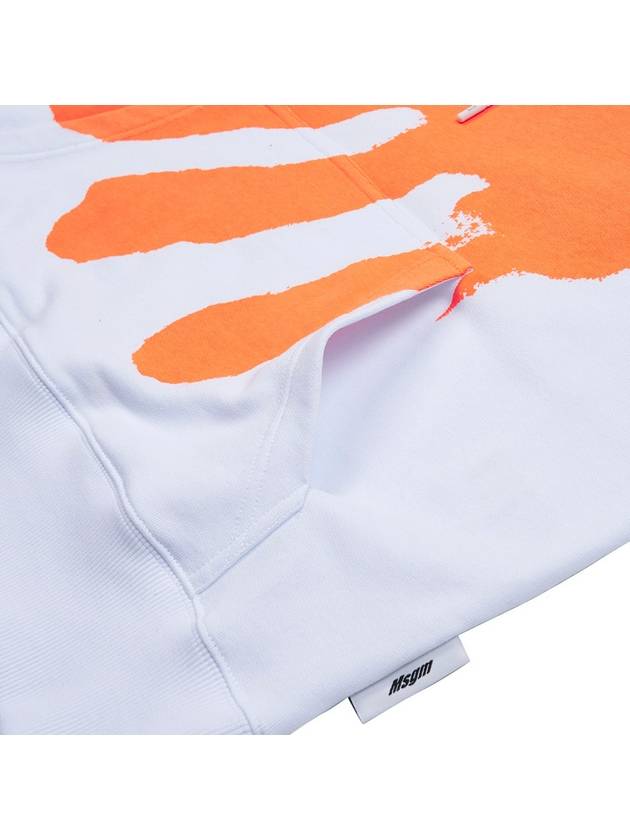 Men's Hand Print Cotton Hoodie White - MSGM - BALAAN 6