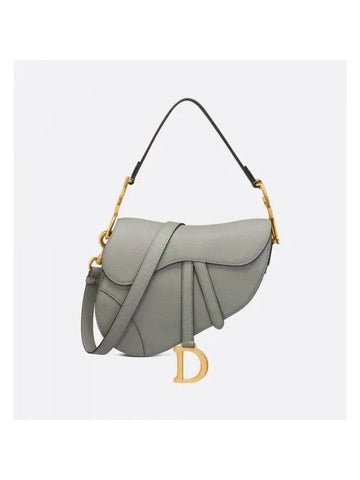 Saddle Grained Calfskin Shoulder Bag Stone Grey - DIOR - BALAAN 1