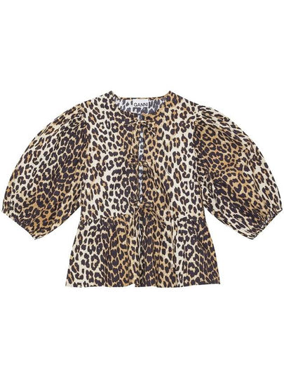 Women's Leopard Print Peplum Blouse - GANNI - BALAAN 2