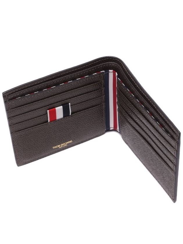 Pebble Grain Leather Half Wallet Dark Brown - THOM BROWNE - BALAAN 7