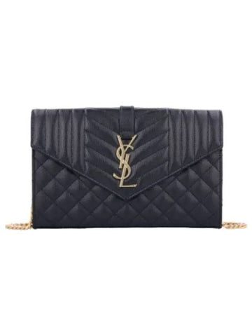 Quilted Cassandre gold chain wallet shoulder bag black - SAINT LAURENT - BALAAN 1