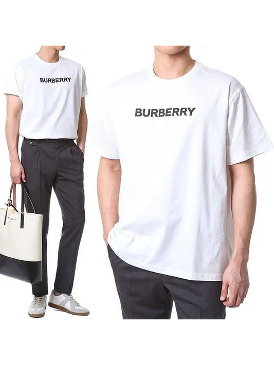 logo print cotton short sleeve t-shirt white - BURBERRY - BALAAN 2