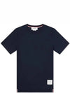 Men's Side Slit Relaxed Short Sleeve T-Shirt Navy - THOM BROWNE - BALAAN 2